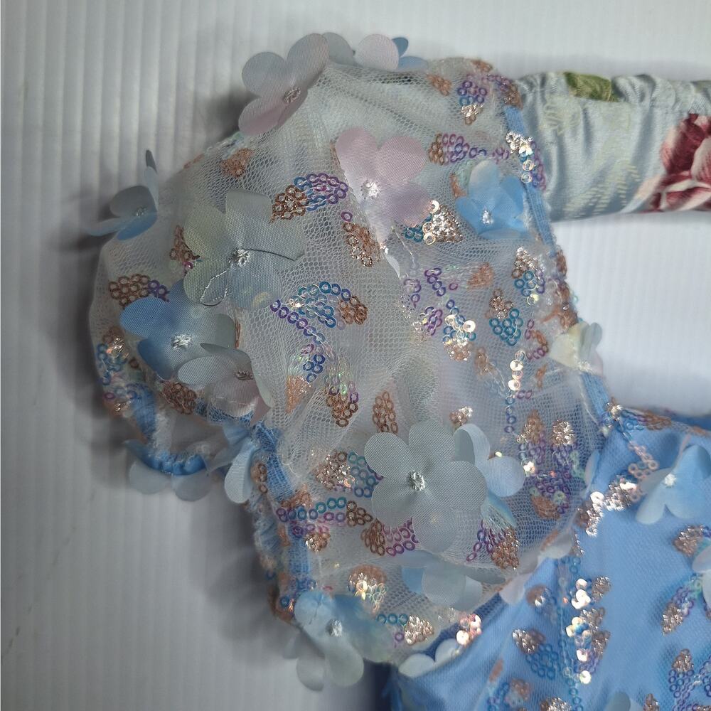 Rare Edition Sequin Floral Dress Girls 5 Fluffy Princess Fancy Party Puff Sleeve - Picture 3 of 9
